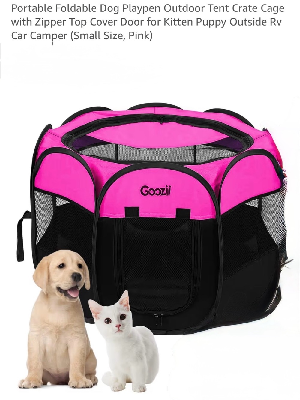 Pink Portable Foldable Dog Playpen Tent